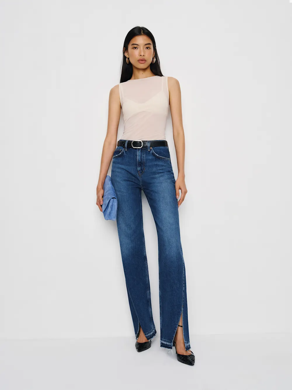 NWOT Reformation Val 90s Mid Rise Straight Jeans Blue - Size 26